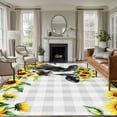 thumbnail image 2 of 5x7 Area Rugs for Living Room, Farmhouse Cow Non Slip Area Rugs for Kitchen Bedroom Entryway, Pastoral Sunflower Botanical Gray Plaid Washable Carpet Runner Rug Floor Mats for Bedroom Home Decor, 2 of 9