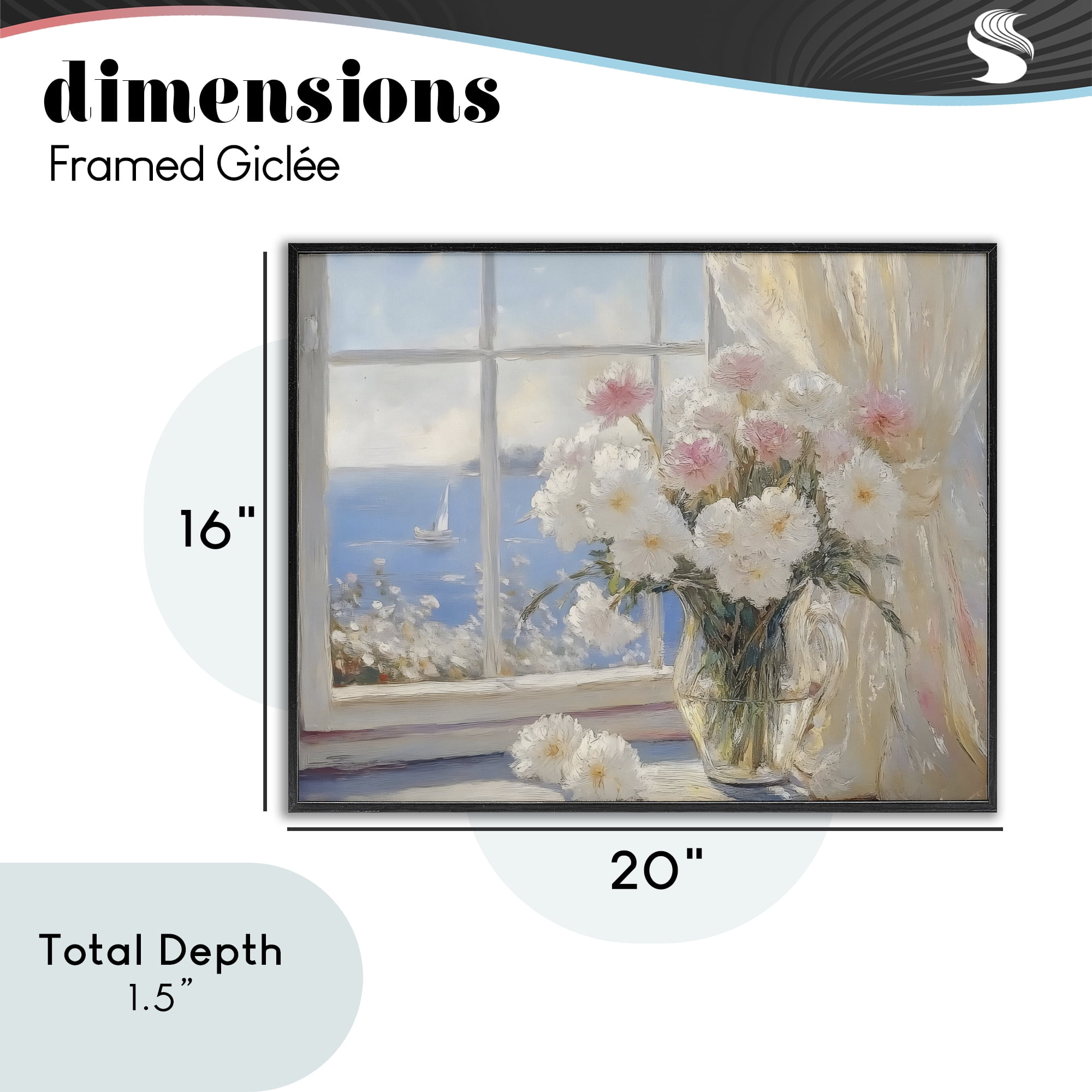 Stupell Industries Coastal View Floral Window Bouquet Black Framed Giclee Art, design by LSR Design Studio