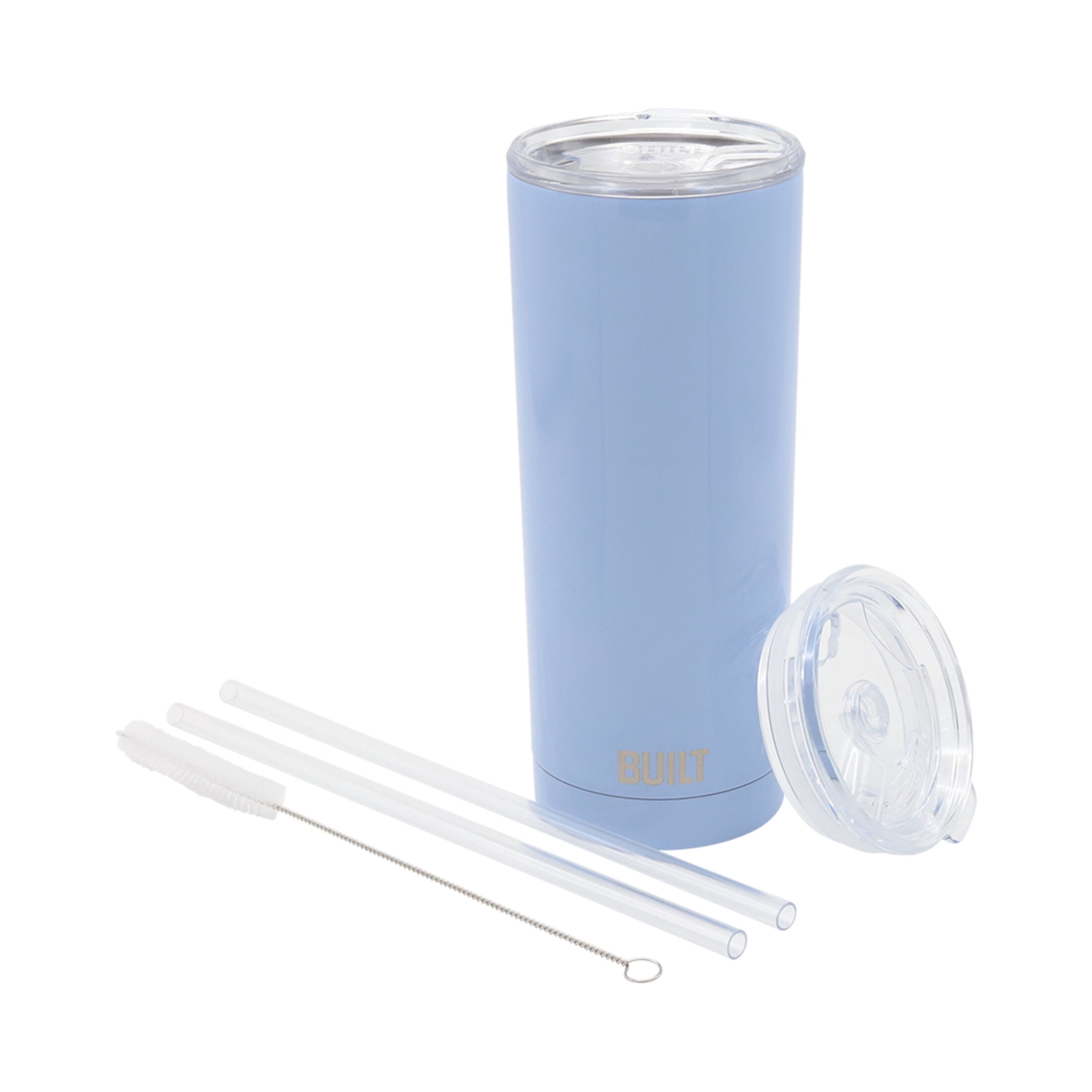 BUILT Double Wall Stainless Steel 20 oz Tumbler Cerulean Blue with Yellow Floral