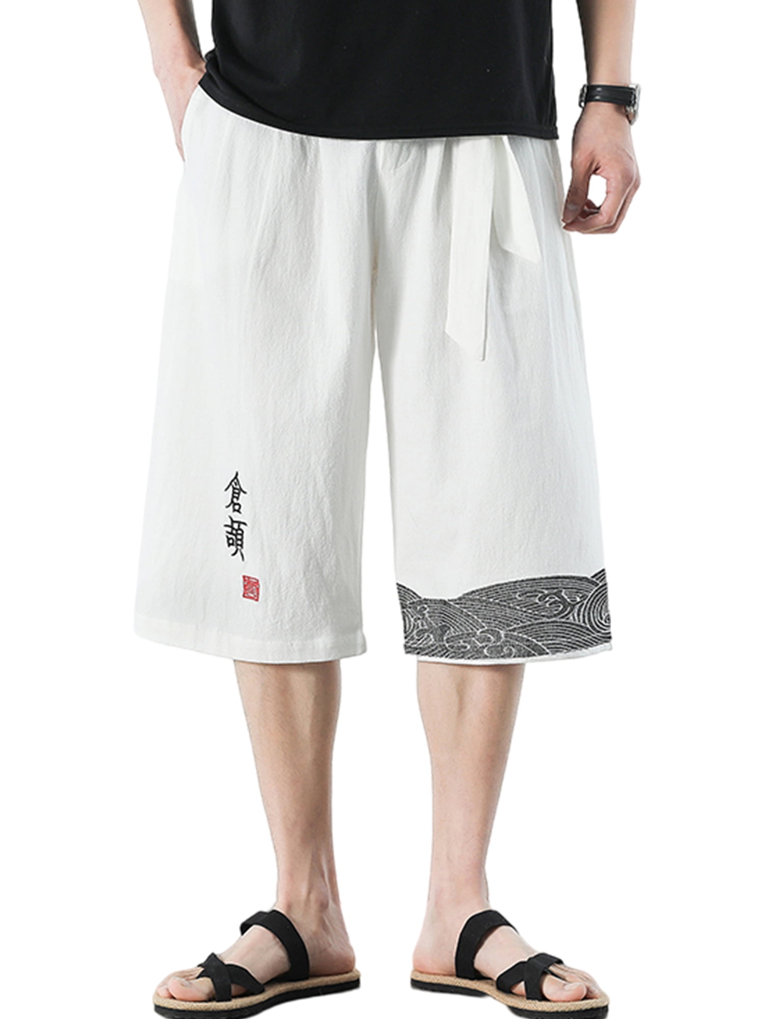 Macondoo Mens Cotton Casual Drawstring Athletic Straight Leg Summer Shorts