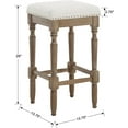thumbnail image 6 of Guyou 26” Farmhouse Counter Stools Without backrest, Upholstered Counter Height Bar Stools with Wood Legs for Kitchen Counter Island, Beige-Brown Legs(Set of 2), 6 of 7