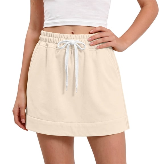 QINGFSAP Big Kids Girls Loose Solid Sports Skort Soft Breathable Drawstring Waist Daily Summer Short Pants 2-14T