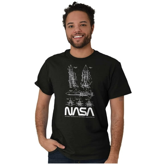 NASA Vintage Worm Logo Space Shuttle Men's Graphic T Shirt Tees Brisco Brands S