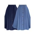 thumbnail image 3 of Women's All-match A-line High Waist Mid-length Casual Denim Skirt With Elastic Waist Knee Length, 3 of 4