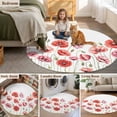 thumbnail image 6 of Area Rug 48in, Watercolor Poppy Farm Flower Floor Carpet Living Room Rug, Blossom Floral Herb Non-Slip Welcome Mat Indoor Rugs for Bedroom Dining Room, 6 of 9