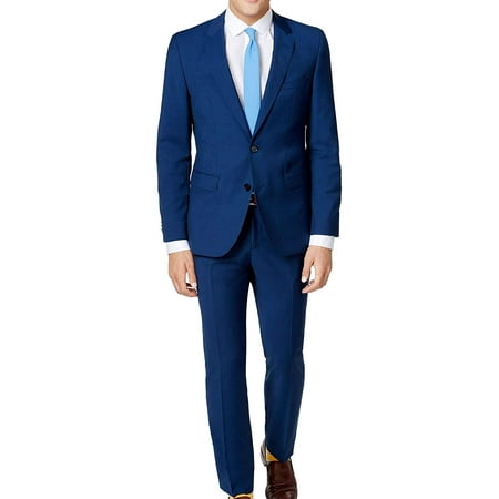 Hugo Boss NEW Blue Mens Size 46 Slim-Fit Notched-Lapel Two Button