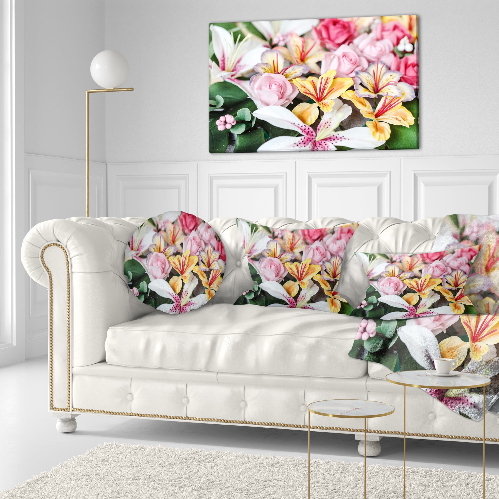 Designart Beautiful Sugar Flower Decoration - Flower Throw Pillow - 12x20