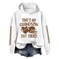 thumbnail image 2 of YVNAURA Football Grandma Shirt Game Day Sweatshirt for Women Thats My Grandson Out There Top Love Heart Football Graphic Long Sleeve Pullover Crewneck Fan Apparel, White,L, 2 of 4
