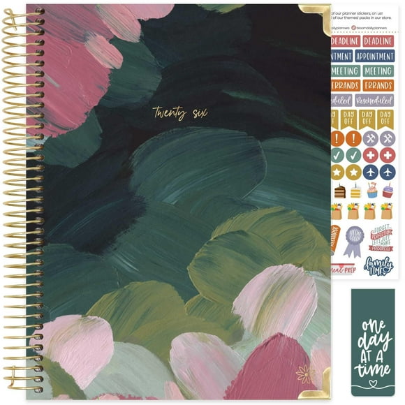 bloom daily planners HARDCOVER 2026 Planner (January to December) - 8.5†x 11†Weekly & Monthly Dated Agenda Organizer Book with Stickers & Tabs - Emerald Paint Strokes