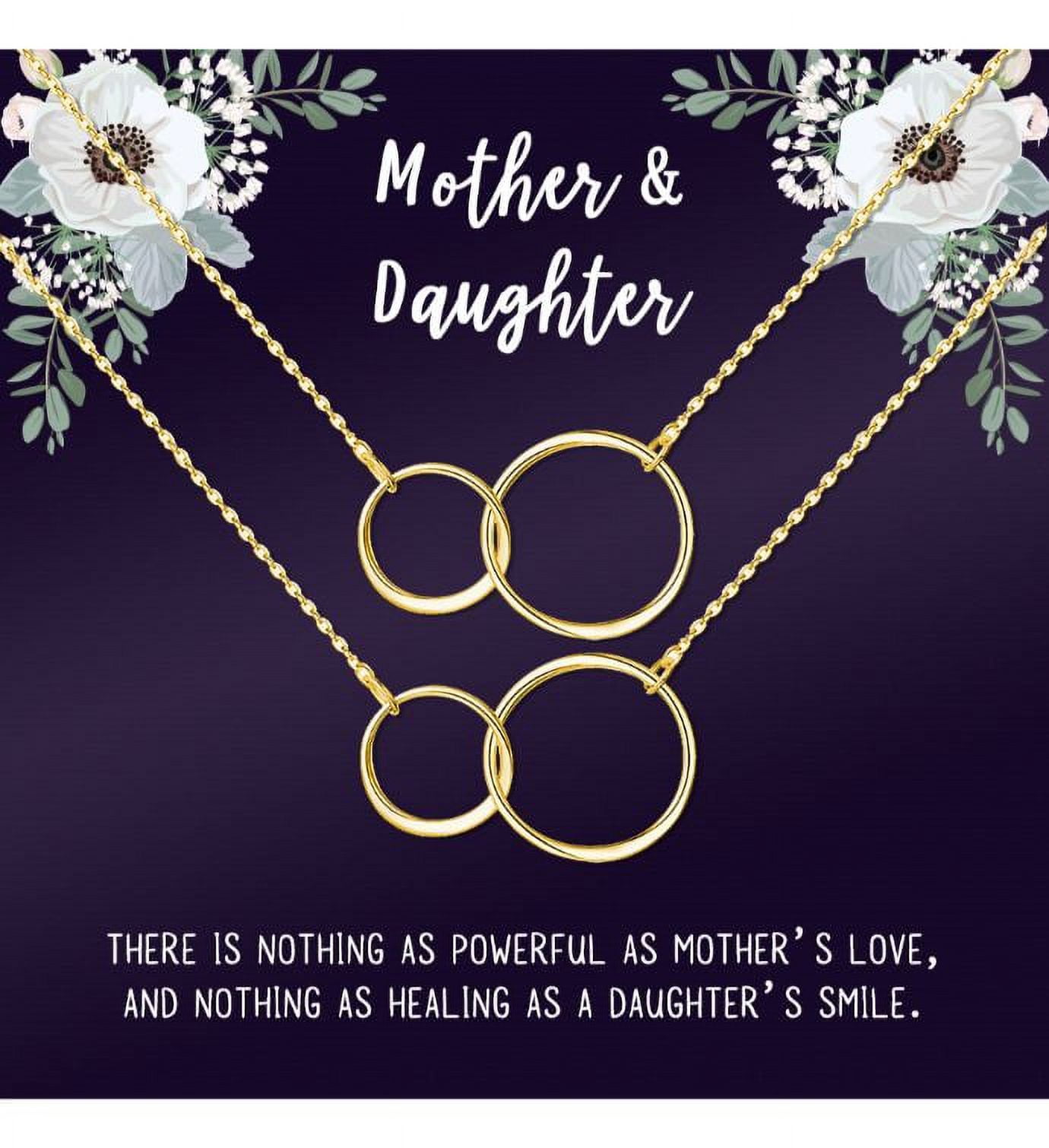 Matching Infinity Card Necklace, Matching Mother's Day Gift for Her, Mom and Daughter Jewelry, Mom and Daughter Infinity Ring Necklaces [Gold Infinity Ring, No-Personalized Card]