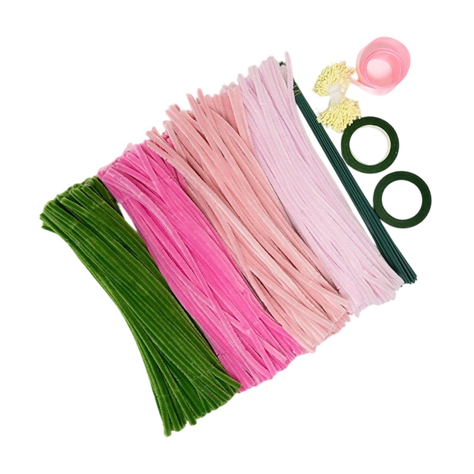 11. Inch 4 Colors Pipe Cleaners for Crafts DIY Flowers Kits Tulip Lily Rose Sunflower Thick Fluffy Pipe Cleaners Craft Supplies Adult Handmade Art Craft Decoration