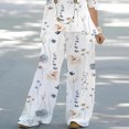 thumbnail image 4 of Ichuanyi Liquidación de la mujer Impresión de encaje de encaje Vanla en V blusa de manga corta +cintura elástica traje de pantalones largos ICHUANYI WER202308212486, 4 of 8