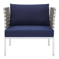thumbnail image 3 of Modway Harmony Sunbrella® Basket Weave Outdoor Patio Aluminum Armchair in Tan Navy, 3 of 8