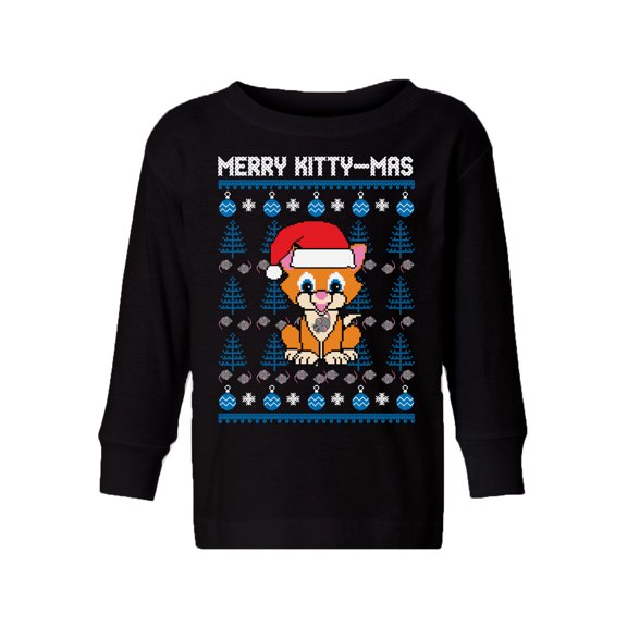 Awkward Styles Xmas Long Sleeve Shirt for Girls Boys Toddler Merry Christmas Kittymas Shirt