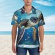 thumbnail image 2 of Fotbe Watercolor Turtle Camisa Hawaiana para Hombre Unisex – Camisa Casual de Verano con Botones de Manga Corta de Algodón y Lino,Small, 2 of 7