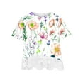 thumbnail image 3 of Tbopshirt Girls Clothes,Kids Fashion Casual Gifts for Girls,Girl T Shirts Size 3-14 Crewneck Layered Print Short Sleeve Cute Kids Blouse Lace Tee Top, 3 of 4