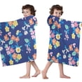 thumbnail image 4 of Pioneer Flower Floral Print Pattern Hooded Bath Towel，50"x30" for Ages 3 To 12 Kids, Quick Dry Lightweight Soft Microfiber Hood Beach Towel Cover Up for Kids, 4 of 7