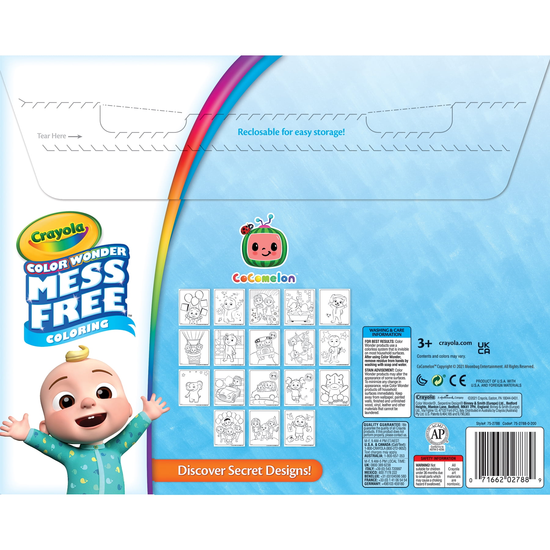 Crayola Color Wonder Coloring Pad & Markers, Cocomelon, 2 Sets