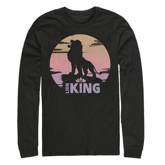 Men's Lion King Sunset Pride Rock Pose  Long Sleeve Shirt Black Large