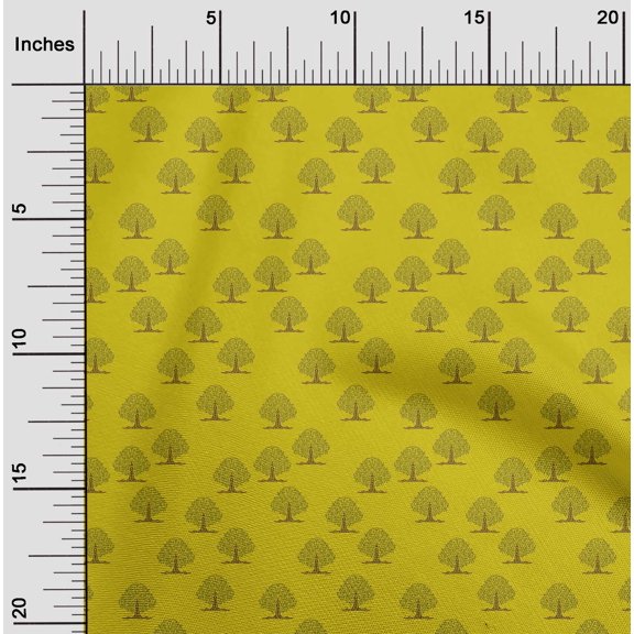 oneOone Cotton Jersey Medium Yellow Fabric Floral & Flying Swan Block Quilting Supplies Print Sewing Fabric By The Yard 58 Inch Wide