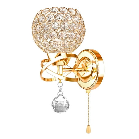 

cusimax LED Wall Lamp Crystal Pendant Modern Style Stair Light Holder E14 Socket (No