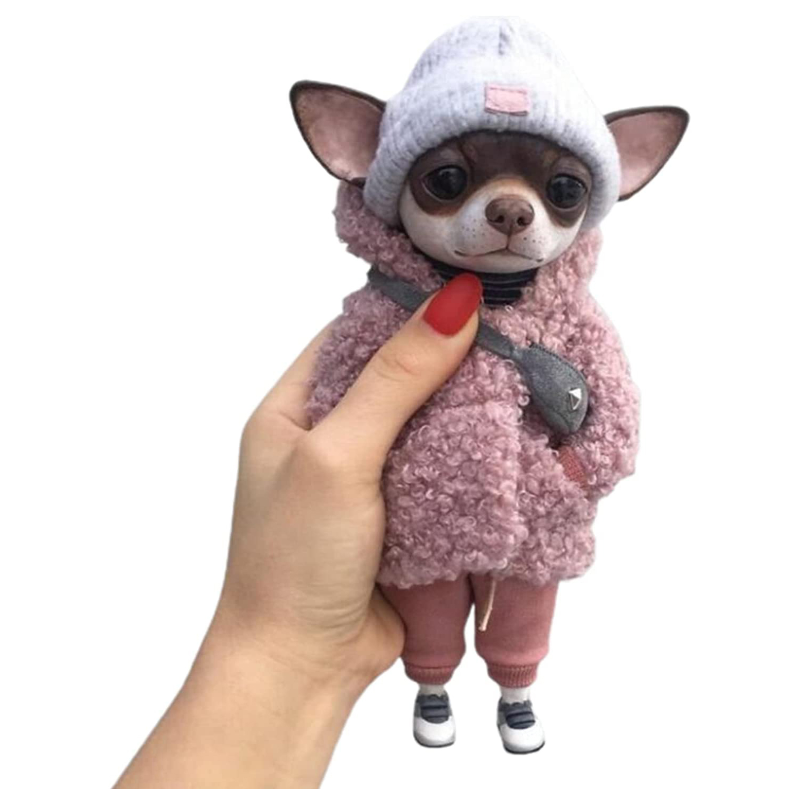 chihuahua spielzeug hund Statuen Hunde Statue Chihuahua with Hoodie Clothes Cartoon Little Dog