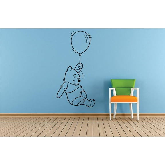Winnie The Pooh Balloon Cartoon Characters Silhouette Baby Nursery Room Boy Girl Custom Wall Decal Vinyl Sticker 12 Inches X 18 Inches