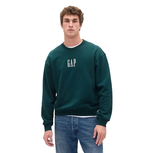 Sudadera GAP para Hombre con Logotipo, Cuello Redondo, Forro Polar, Verde Trópico, Talla S