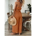 thumbnail image 5 of Zukuco Women's Elegant Sleeveless Jumpsuit - V-Neck Wide Leg Romper with Back Bow, Summer Casual Beachwear Vacation Outfit, 2XL, 5 of 6