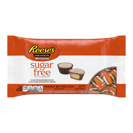 - Reese's, Sugar Free Peanut Butter Cups Chocolate Candy Miniatures, 8.8 Oz