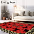 thumbnail image 2 of ODIKA 5'x7' Machine Washable Non-Slip Area Rug, Classic Reindeer with Festive Motifs High Traffic Rug, Red, 742261, 2 of 7