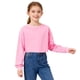 thumbnail image 4 of Cowsor Girls Crop Tops Kids Long Sleeve Pullover Sweatshirts Girls Cropped Crewneck Sweatshir, 4 of 7