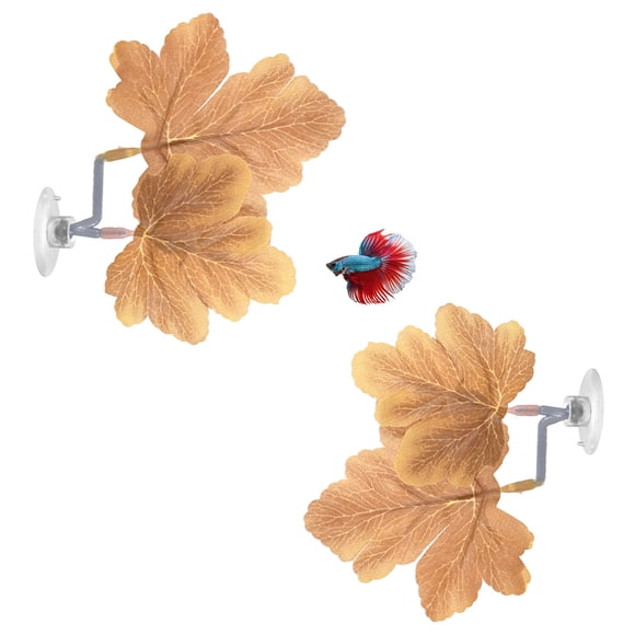 Uxcell 2-Pack Betta Fish Leaf Pad, Hammock Plant Leaf Pad, Cama de Descanso para Peces para Decoraciones de Tanques de Peces [Amarillo, Forma de Hojas de Uva]