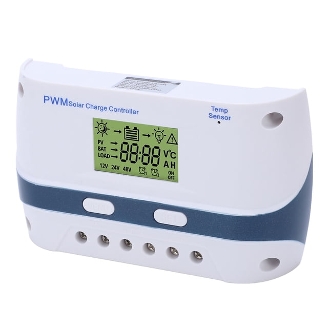 Controlador de cargador de panel solar, 12 V 24 V PWM Regulador de batería de panel solar Regulador inteligente de batería de panel solar Elegante y moderno