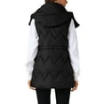 thumbnail image 3 of INSPIRE CHIC Women's Vest Winter Coat Hooded Zip Up Mid Long Sleeveless Quilted Padded Jacket S Black, 3 of 6