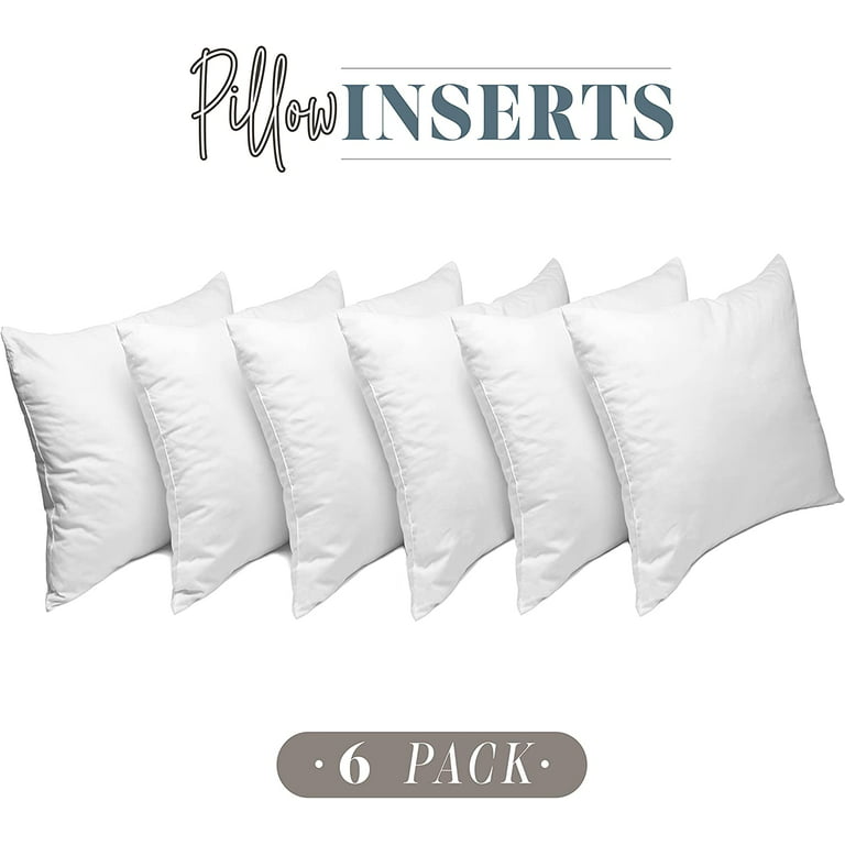 Elegant Comfort 12 x 12 Pillow Inserts - Set of 6 - Square Form Throw  Pillow Inserts with Poly-Cotton Shell and Siliconized Fiber Filling - Ideal  for Couch and Bed Pillows, 12 x 12 inch 
