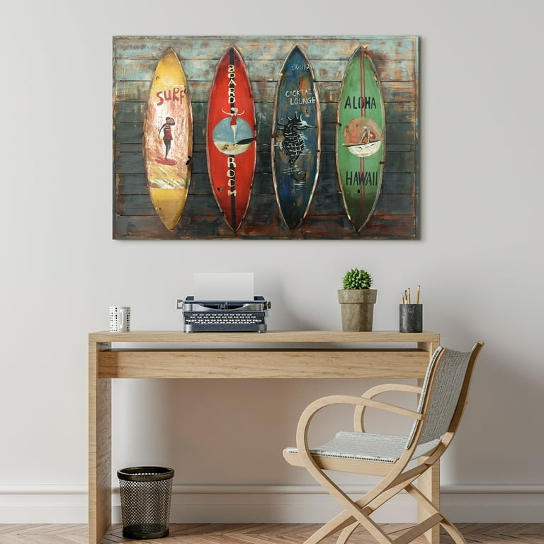 Metal surfboard sale wall art