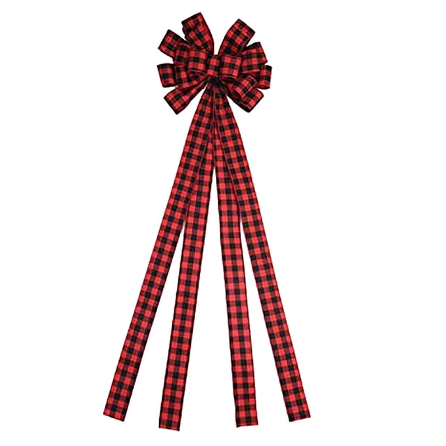 Red Ribbon Christmas Tree Decorations Christmas Tree Big Red Hat, Linen Lattice Bow, Gift Box Packaging Decoration, Big Bow New Year Party Wedding Decoration