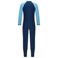 thumbnail image 2 of dPois Boys Girls Rash Guard One Piece Bathing Suit Full Length Contrast Swimsuit Sun Protection Navy Blue 3XL, 2 of 7