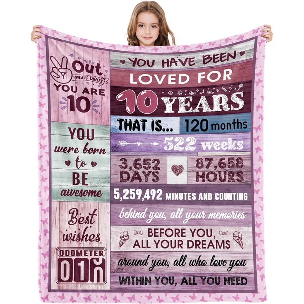 LHSHID 10 Year Old Girl Birthday Gifts Blanket 10th Birthday Decorations for Girl Best Birthday Gifts for 10 Year Old Girl Birthday Gift Ideas for Teen Girl Throw Blanket 30"x40"