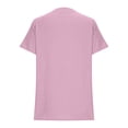 thumbnail image 5 of Womens T-Shirts Sevevn Women's V Neck Short Sleeve Button Down Blouse Linen Blend Casual Top Pink L, 5 of 7
