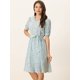 thumbnail image 2 of Vestido floral de gasa midi evasé con cuello Peter Pan para mujer Flores Blancas M, 2 of 6