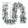 thumbnail image 3 of 71-Inch Christmas Flocking Garland with Snow, Pinecones & Red Berries – Pre-Lit Holiday Rattan with 30 LED Lights for Fireplace, Staircase, Door, Indoor Outdoor Decoration, 3 of 5