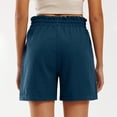 thumbnail image 5 of RYRJJ Womens Linen Shorts High Waisted Wide Leg Drawstring Ruffle Shorts Summer Casual Loose Beach Shorts with Pockets(Navy,L), 5 of 9
