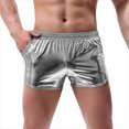 thumbnail image 3 of Iyufng Mens Shorts Men's Shorts,Mens Fashion Bright Fabric Slant Pockets Elastic Waist Split Side Short Pants, 3 of 4