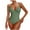 Olive Green, variant on WREESH Women's Tummy Control One Piece Swimsuit V-Neck Solid Color Slim Bathing Suit Summer Beach Swimwear 2025 Watermelon Red