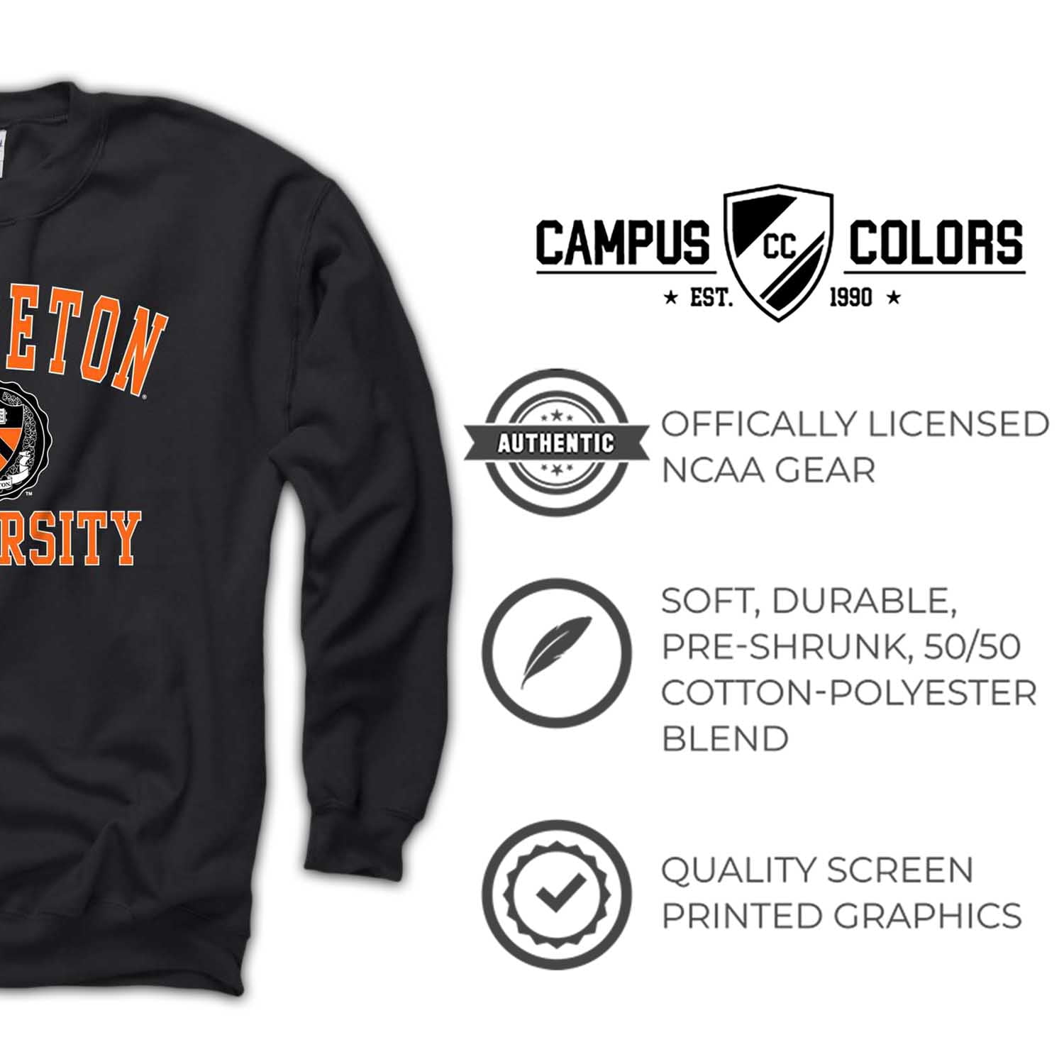 Princeton Tigers Crewneck Sweatshirt - Arch Logo Game Day Pullover - View #6