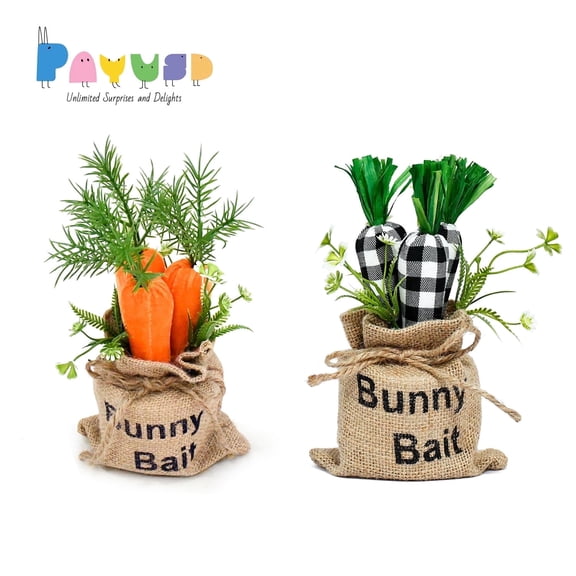 PayUSD Easter Decoration Easter Carrot Bunny Rabbit for Easter Fabric Carrots Burlap Carrot Fake Carrot 2 Pack
