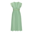 thumbnail image 4 of ClodeEU Women's V Neck Lace Cutout Short Sleeve Dress ,Patchwork Midi Dress for Spring Summer Green,Womens Plus M, 4 of 6