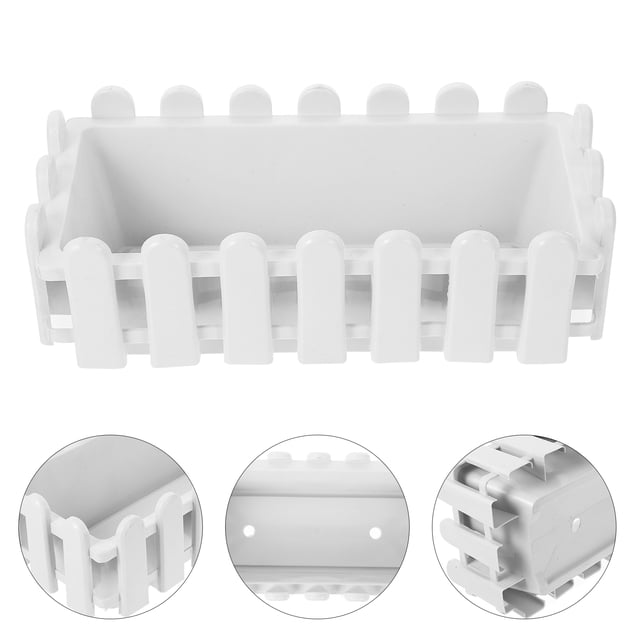 WHAMVOX Classic Picket Fence Planter Boxes Rectangular Planters Window Box Design For Outdoor Plants